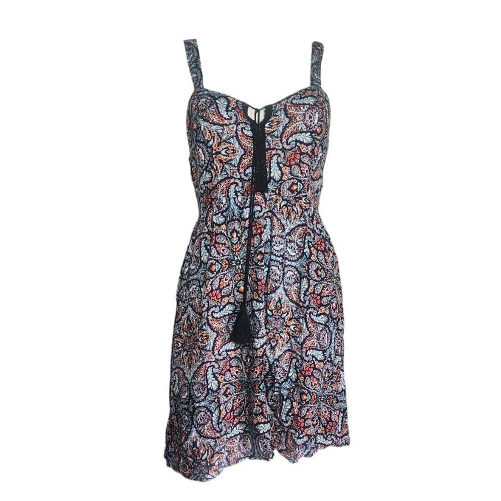 NO BOUNDARIES Multicolored Sleeveless Pullover‎ Tassle Detail Dress Juniors L